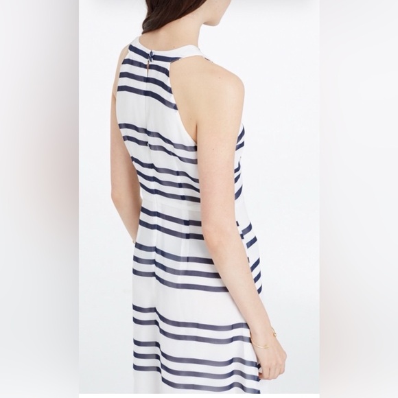 Ann Taylor  Halter Navy and White Striped lined  Maxi Dress size 10 - Picture 4 of 8